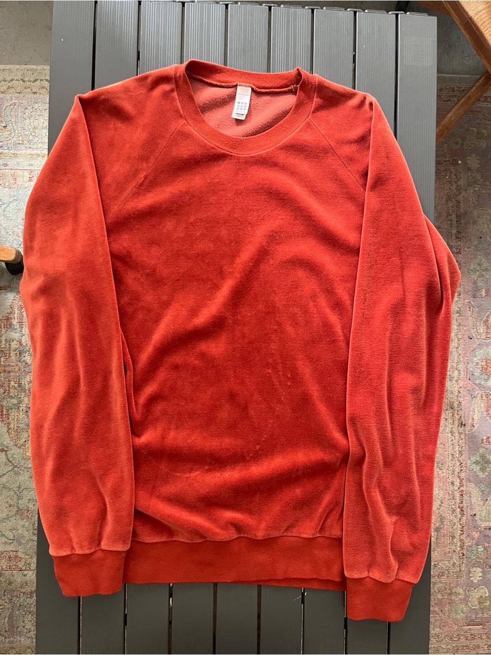 Vintage American apparel velour Men's rust Crewneck Sweater